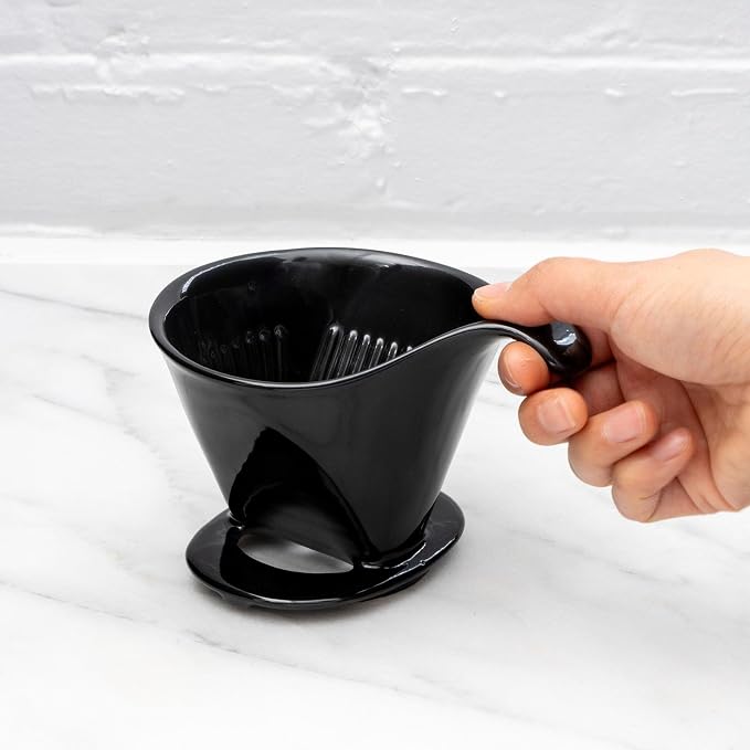 ZERO JAPAN - Bee House Pour Over Coffee Dripper - Ceramic Coffee Maker with Elegant Peek Hole, Drip Cone Brewer Coffee Gifts, Brewing Accessories - Black, Standard Size