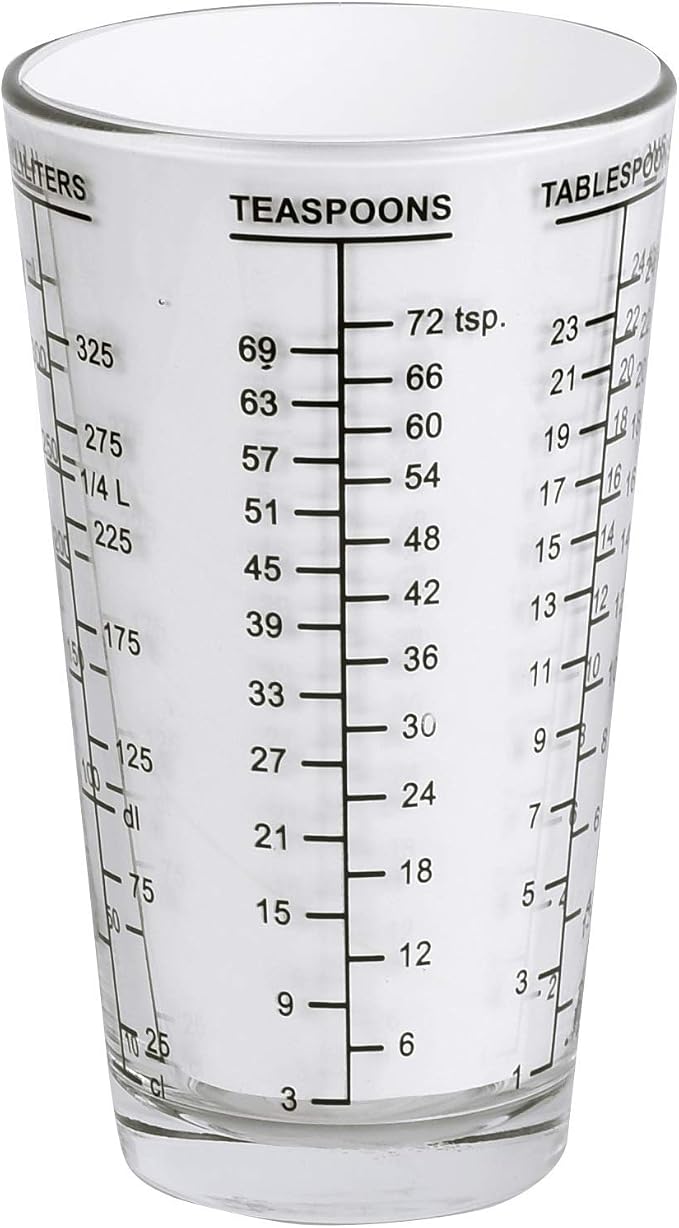 Kolder 26100 Mix N Measure Glass, Heavy Glass, Multi-Purpose Liquid and Dry Measuring Cup