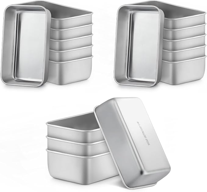 LIANYU 16 PCS Stainless Steel Mini Loaf Pans for Baking Bread, 6.3 x 3.5 In | Small Bread Tin Loaf Pan for Homemade Meatloaf, Metal Loaf Baking Pan Mold for Banana Sourdough Sandwich, Dishwasher Safe