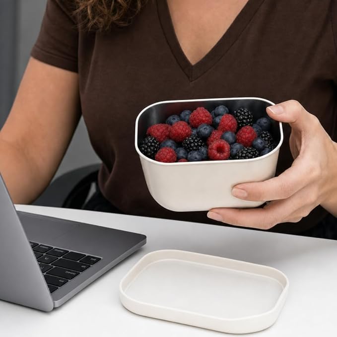 Flexibento - Stainless Steel Snack Container Set with Silicone Lids - 2 pack 14 OZ each