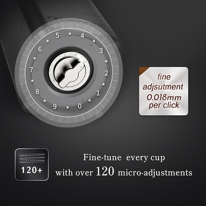 FEMOBOOK-A2 Black Portable Electric Coffee Grinder, Cordless Burr Grinder | USB Rechargeable Coffee Grinder Magnetic Grounds Cup Travel & Home Brewing