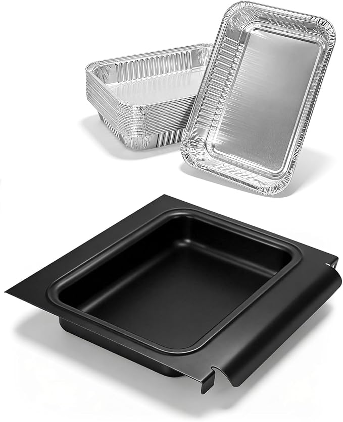 67047 Catch Pan with 20 Pack 6415 Drip Pan Liners for Weber Spirit & Spirit II 200 and 300 Series, Genesis 200 and 300 Series, Grease Tray Catcher for Weber Replacement 67047