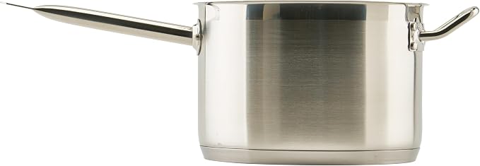Winco 7 1/2 qt 7.5 qt Stainless Steel Sauce Pan with Cover | Heavy-duty, Tri-ply construction, Helper handle, Great for Cooking and Food Preparation