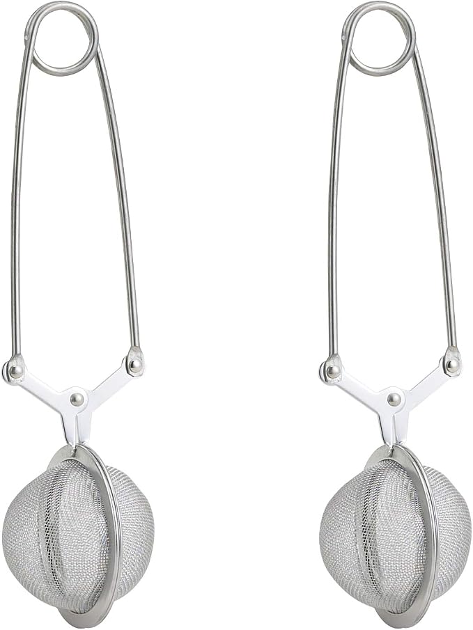 HIC Kitchen Snap Mesh Ball Tea Infusers, 18/8 Stainless Steel, For Loose Leaf Tea and Mulling Spices, Set of 2