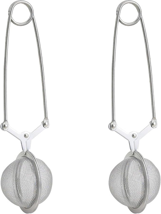 HIC Kitchen Snap Mesh Ball Tea Infusers, 18/8 Stainless Steel, For Loose Leaf Tea and Mulling Spices, Set of 2