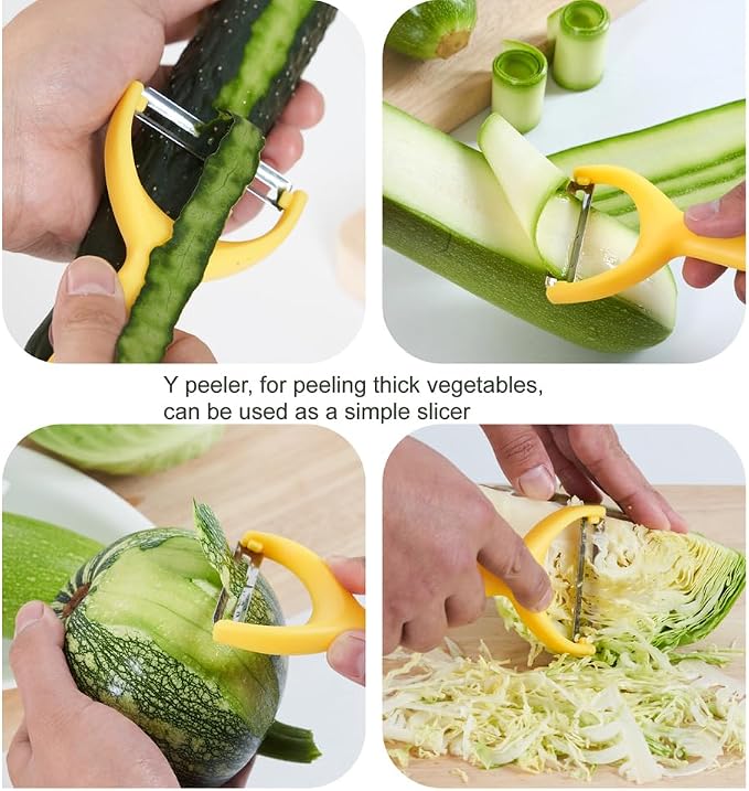 Multi-Functional Kitchen Peeler Set: Potato, Carrot, Apple Peelers + Corn Remover, Orange Peeler Tool, Y Peeler for Veggie & Fruit (Color-2)