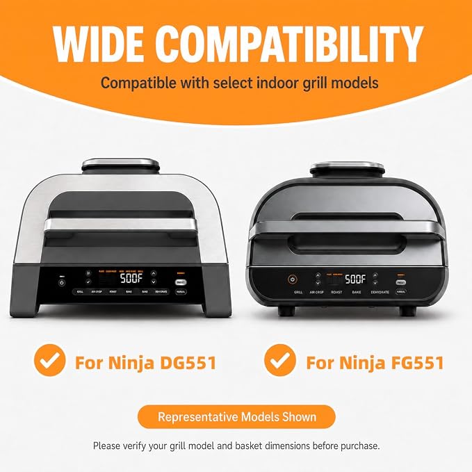 Foodi FG551 Non-stick Combo Crisper Basket Parts for Ninja Foodi | For Foodi DG651 & DG551 Smart XL Indoor Grill Accessories with 100pcs Disposable Air Fryer Food Basket Parchment Paper Liners