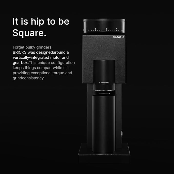 TIMEMORE Bricks 01S Electric Coffee Grinder, 150 Adjustable Settings, High-Performance Motor for Consistent Grind, Stainless Steel Easy Clean Design, Perfect for Espresso Pour-Over French Press, Black