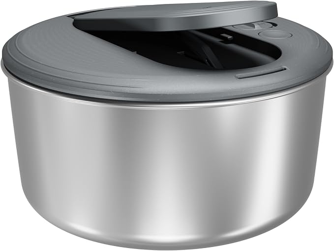 Zyliss Swift Dry Salad Spinner Stainless Steel Small, 3.5L, Non-Slip Base, Serving Bowl, AquaVent™ Technology, One Handed Pump, Brake System, Easy to Clean