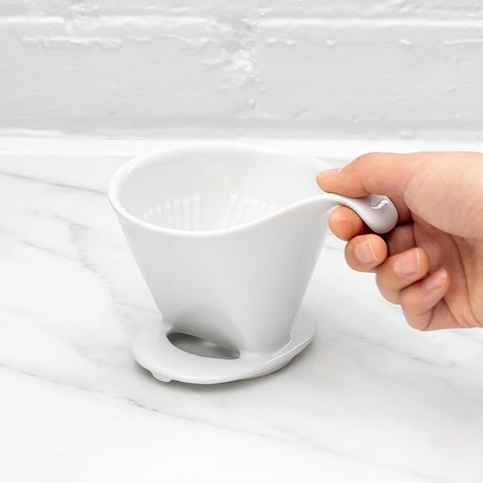 ZERO JAPAN - Bee House Pour Over Coffee Dripper - Ceramic Coffee Maker with Elegant Peek Hole, Drip Cone Brewer Coffee Gifts, Brewing Accessories - White, Standard Size