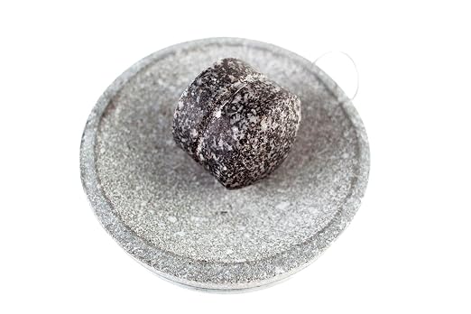 Small Size 6in/15cm Granite Grinder Mortar and Pestle Set Stone Plate Set for Spice and Salt on Camping Primitive Lava Dish