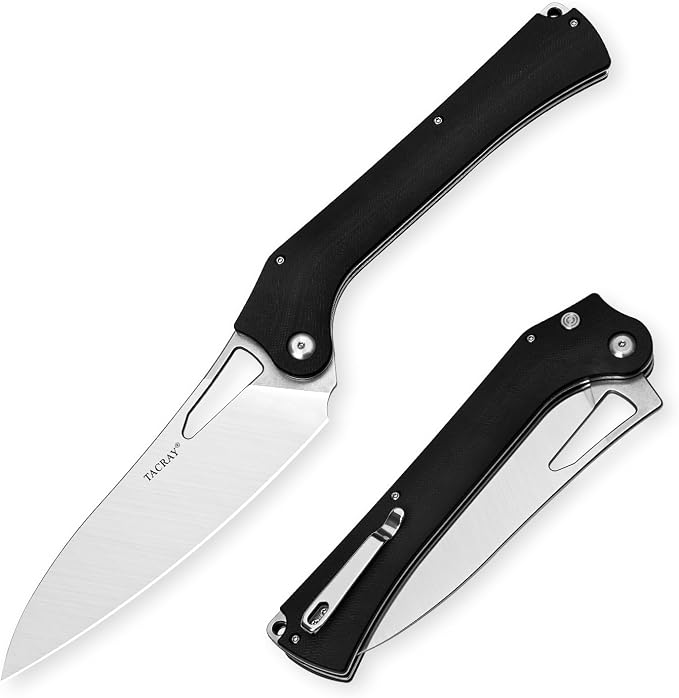 Folding Kitchen Chef Knife, 5.49" Foldable Camping Knife with 10cr15mov Stainless Steel Blade, Anti-skidding and Ergonomic Designed G10 Handle for both Indoor and Outdoor Cooking