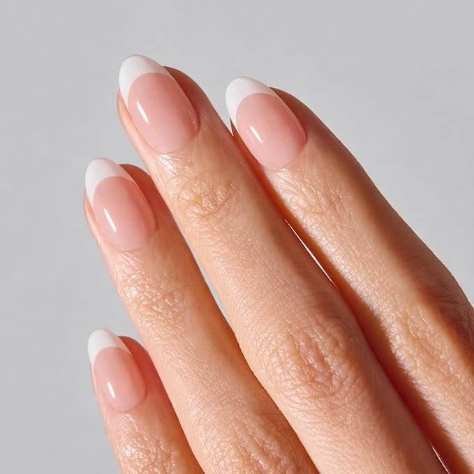 ohora Gel Press On Nails | White, French, Short Oval | Pure French | Salon-Quality, 100% Real Gel, No UV Lamp, No Glue, Non-Toxic | 15 Sizes, 30 Tips | Long Lasting, press on short