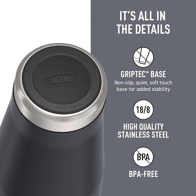 THERMOS ICON SERIES, Stainless Steel Tumbler with Slide Lock, 18 Ounce, Granite