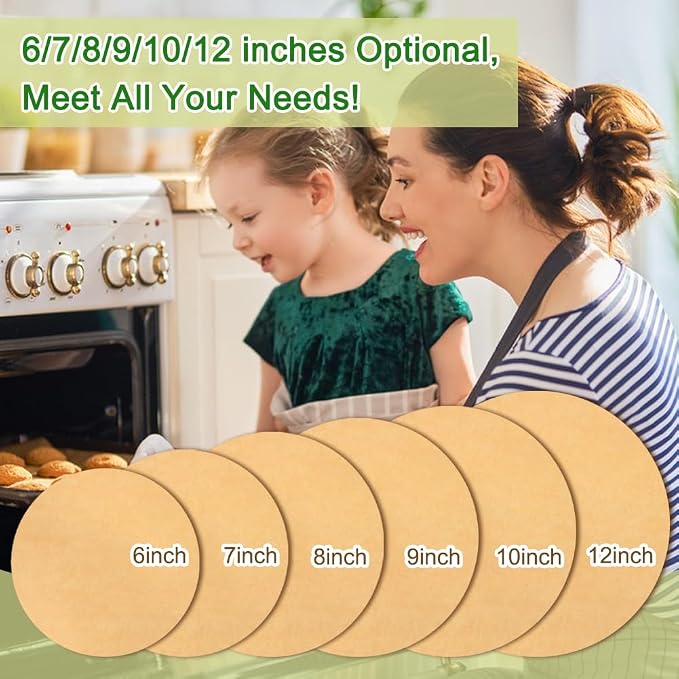BYKITCHEN 6 Inch Parchment Paper Rounds, Set of 200, Hamburger Patty Paper/Burger Press Paper, Non Stick Small Pre-cut Round Parchment Paper for Cake Pan, Springform Pan, Burger Patty Maker and More