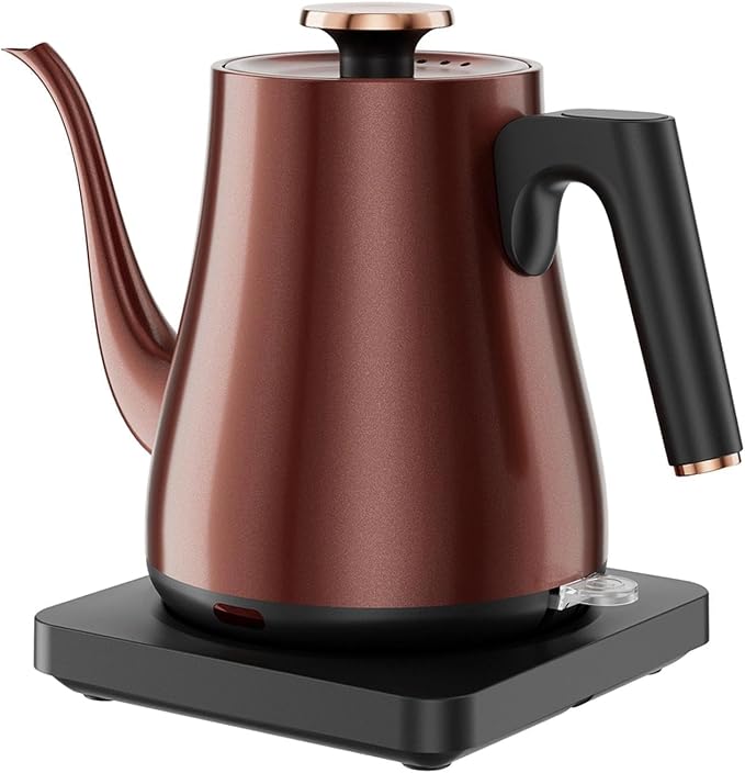 Gooseneck Electric Kettle 1.0L, 1000W, Pour Over, Vintage Copper | 304 Stainless Steel, Auto Shut-Off, BPA-Free, Vintage Style For Pour Over Coffee Tea Home Office