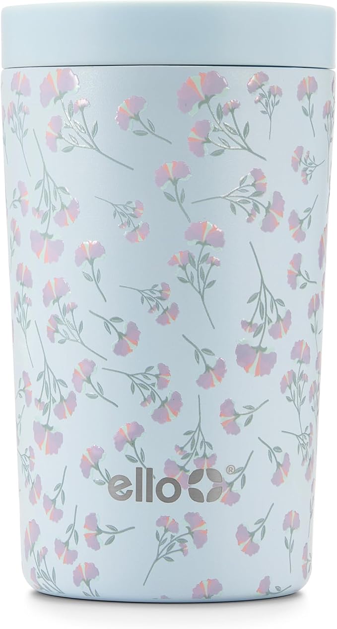 Ello Jones 11oz Insulated Stainless Steel Leakproof Travel Mug, Serene Blooms