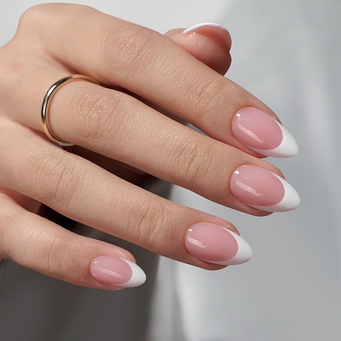 BTArtboxnails XCOATTIPS White French Tip Press On Nails, Short Almond, Pink | Lamp-Curable, 4-Week Wear, Salon Quality Value at Home, Natural Nail Look, Easy-to-Apply for Beginners, 160Ct Nail Tips Only