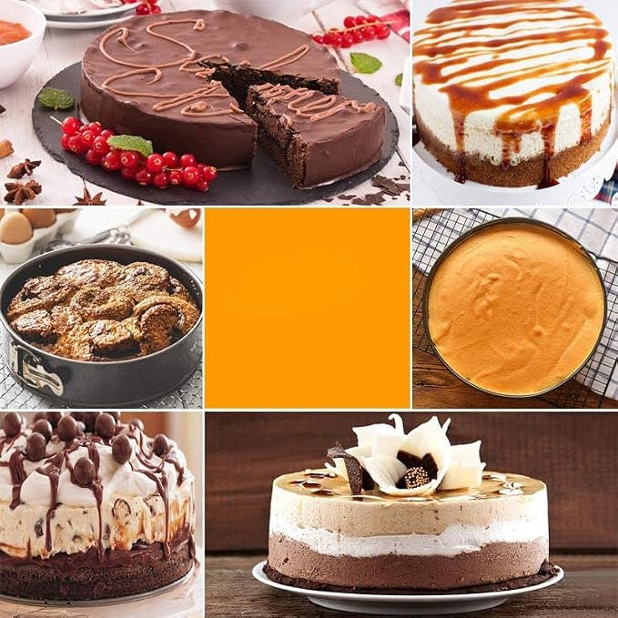 Kitchen Tool Cake Baking Supplies Non-stick Removable Bottom Springform Cake Pan TinBaking Heart shaped cake pans Leak proof and high temperature resistant Square roud Heart cake Pans Set of 3