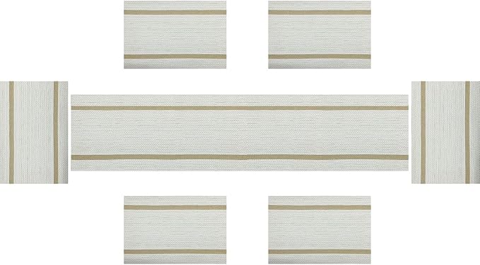 Elegant Placemats and Table Runner Set, Stylish Durable Placemats Set of 6 for Home Wedding Hotel Decoration (White)