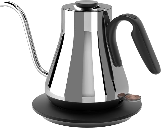 Cocinare Gooseneck Electric Kettle 0.8L, Fast Boil Pour Over Coffee, Tea | 1440W Fast Boil, 304 Stainless Steel Interior, Gooseneck Precision Spout, Auto Shut-Off & Boil-Dry Protection, Moholy Silver