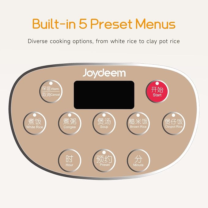 Joydeem Mini Ceramic Rice Cooker, 2.5 Cups Uncooked Rice Cookers with Pure Ceramic Inner Pot, Healthy & PFOA Free, 1.2L/1.3 qt, DFB-C120