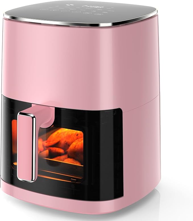 Sweetcrispy Air Fryer 6 Quarts with Window, 12-in-1 Square Airfryer Oven for Family, 400°F Rapid Air Crispy Technology, Roast Bake Dehydrate, Nonstick & Easy-Clean Basket