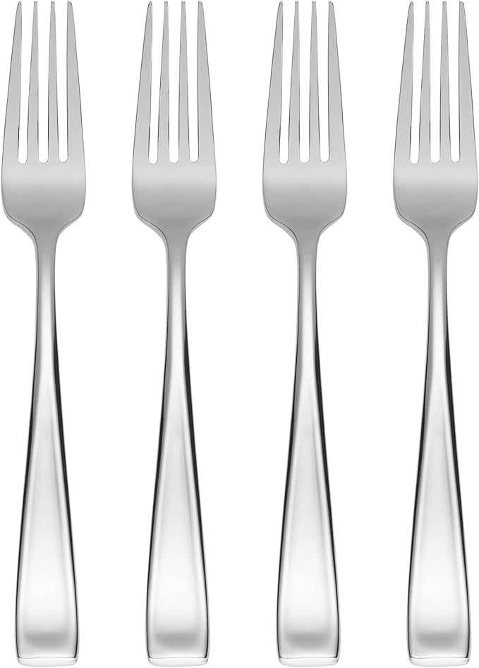 Oneida Moda Dinner Forks Silverware Set for 4, Flatware | mirror finish, dishwasher safe | cutlery set for kitchen and dining, utensil set, heavy duty, kitchen essentials