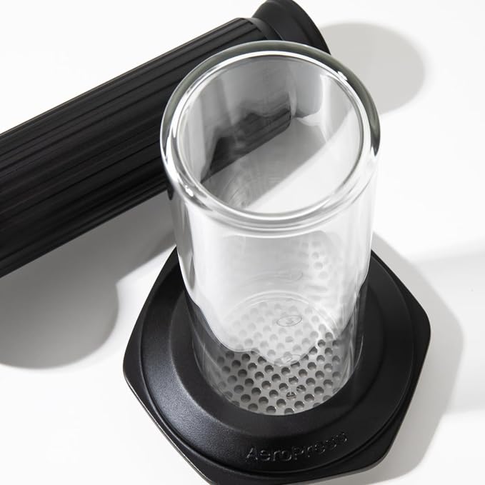 AeroPress Premium Coffee Press, Glass, Stainless Steel & Aluminum, Black | Glass, Stainless Steel & Aluminum, All-in-One French Press, Pour-Over & Espresso Style, Manual Brewer