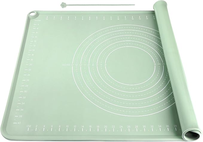 Extra Large Silicone Baking Mat for Countertops, Extra Thick 28" x 20" Non-Slip Pastry Mat with Raised Edges and Measurements, Food-Grade Dough Rolling Sheet for Kneading, Pizza, Bread,Fondant