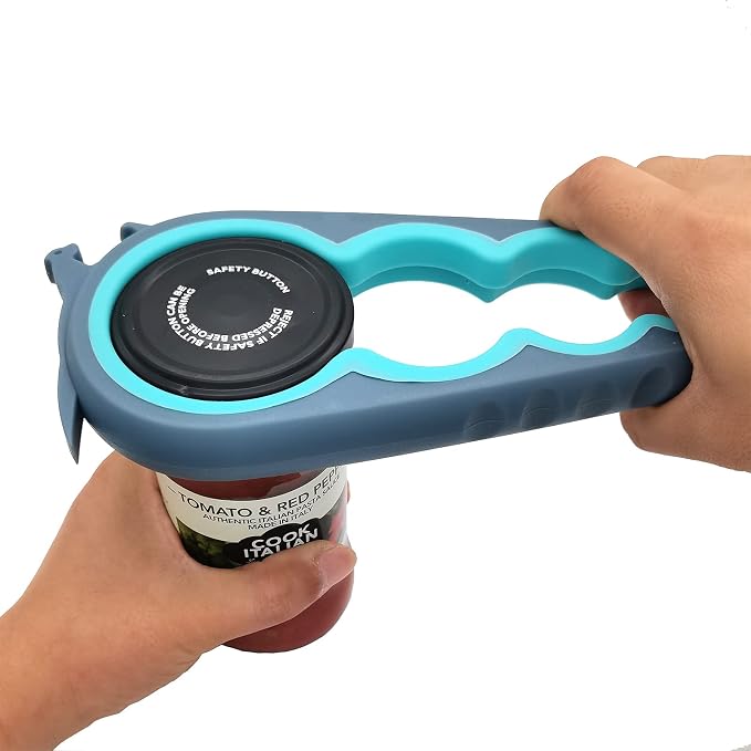 Jar & Bottle Opener with Gripper Pad for Weak Hands, Seniors with Arthritis | Multifunction Lid Opener & Kitchen Gadgets, Adjustable, Non-slip, Effortlessly Open Jar Lids Bottle Caps and Pull-tab Cans