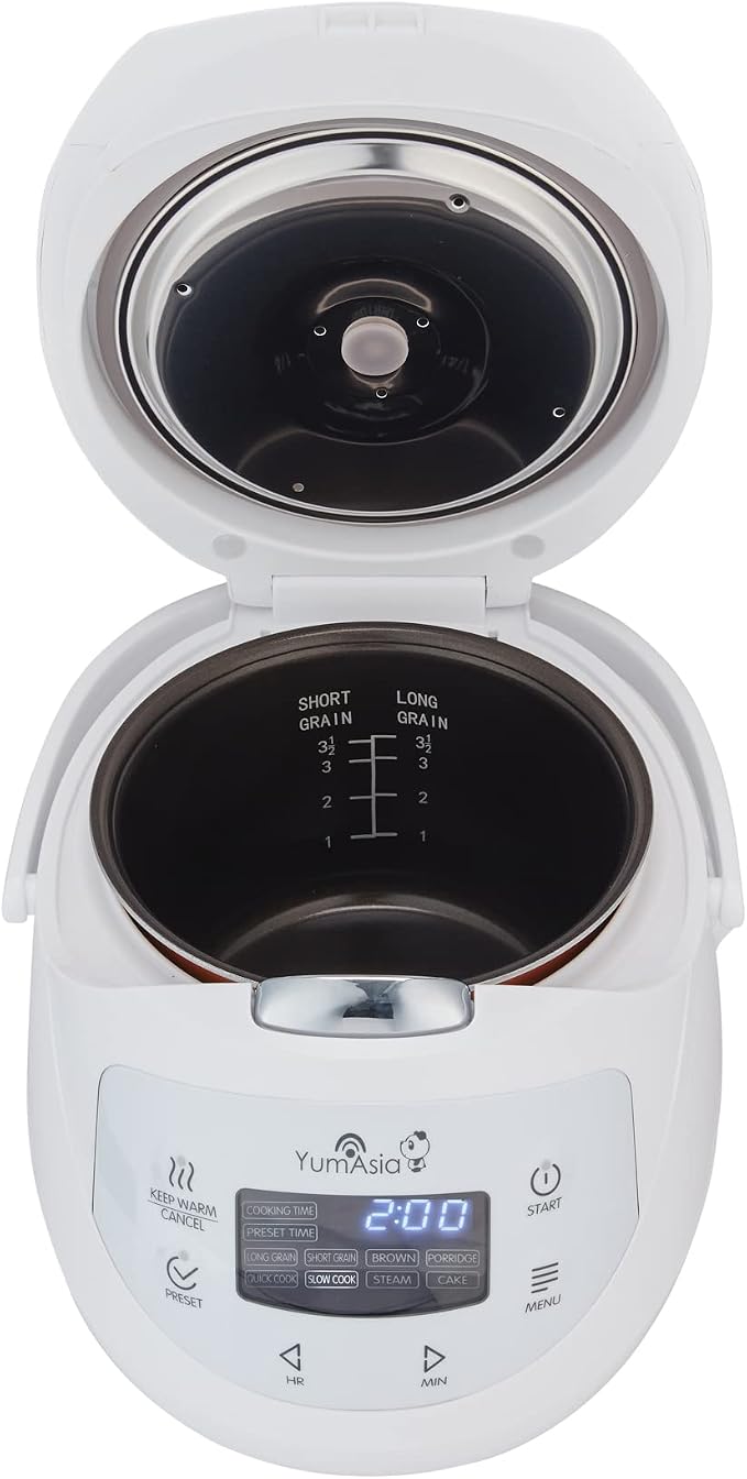 Yum Asia Panda Mini Rice Cooker With Ninja Ceramic Bowl and Advanced Fuzzy Logic (3.5 cup, 0.63 litre) 4 Rice Cooking Functions, 4 Multicooker functions, Digital LED display - 120V