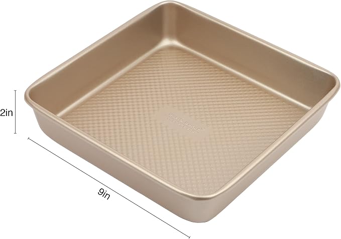 David Burke 9" Square Bake Pan, Carbon Steel, Non-Stick, PFTE & PFOA Free, Oven Safe – Bronze