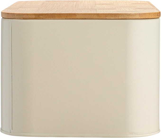 Bloomingville Metal "bread" Bin with Bamboo Lid, Cream