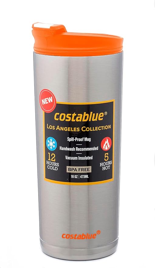 Travel Coffee Mug - 16 Oz. Stainless Steel Insulated Coffee Mug, Leak Proof Tumbler w/Dishwasher Safe Lid, Double Wall Travel Coffee Cup, Reusable Insulated Tumbler for Hot & Cold Beverages…