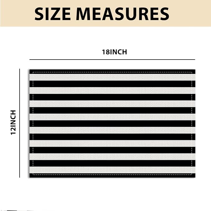 Black and White Striped Placemats Set of 4, Kitchen Table placemats Decor | Modern Minimalist Table Mats for Home Party Kitchen Dining Table Decor for Christmas halloween Dining Table, Party placemats