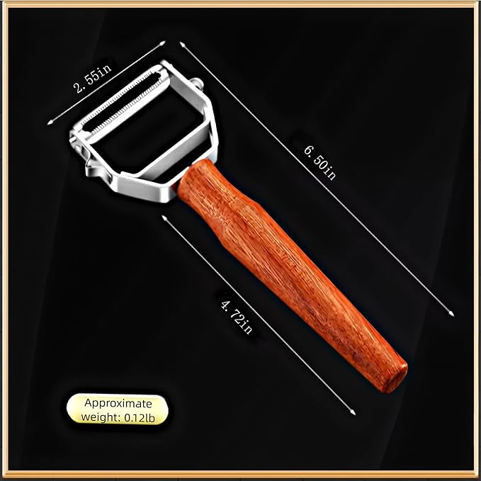 Y-Shaped Vegetable Peeler Wooden Handle Stainless Steel for Fruit | Multifunctional Peeler,Sharp Serrated Blade,Built-In Potato Eye Remover,Ergonomic Non-slip Grip for Fruit Veggie Potato