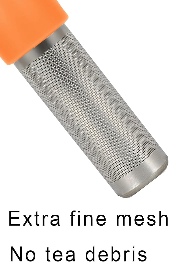 Leden Fine Mesh Tea Infuser for Loose Leaf Cute Tea Steeper, Orange | Stainless Steel Fun Person-shaped Design Tea Strainer Filter with Silicone Handle for Loose Tea Ball for Cup Mug
