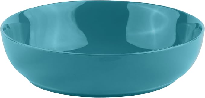 KooK Pasta Bowl, Salad Bowls, Soup, Serving Bowls, Ceramic, Large Capacity, Microwave & Dishwasher Safe, Set of 4, 40 Oz,(Ocean Blue)