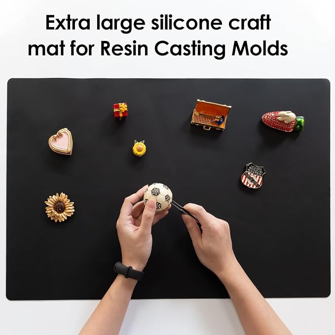 Extra Large Silicone Mat, 31.5x16.93 Large Silicone Placemats for Kids, Heat Resistant Mat for Kitchen Counter, Non Stick Silicone Table Mat for Dough and Pastry, Silicone Craft Mat for Kids, Black