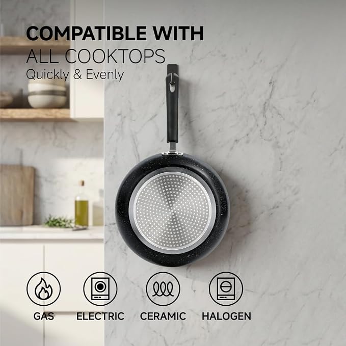 Frying Pan 3-Piece Set, Nonstick Skillet Set for Induction Cooktop, Frying Pan Nonstick 8 Inch+9.5 Inch +11 Inch (Black)