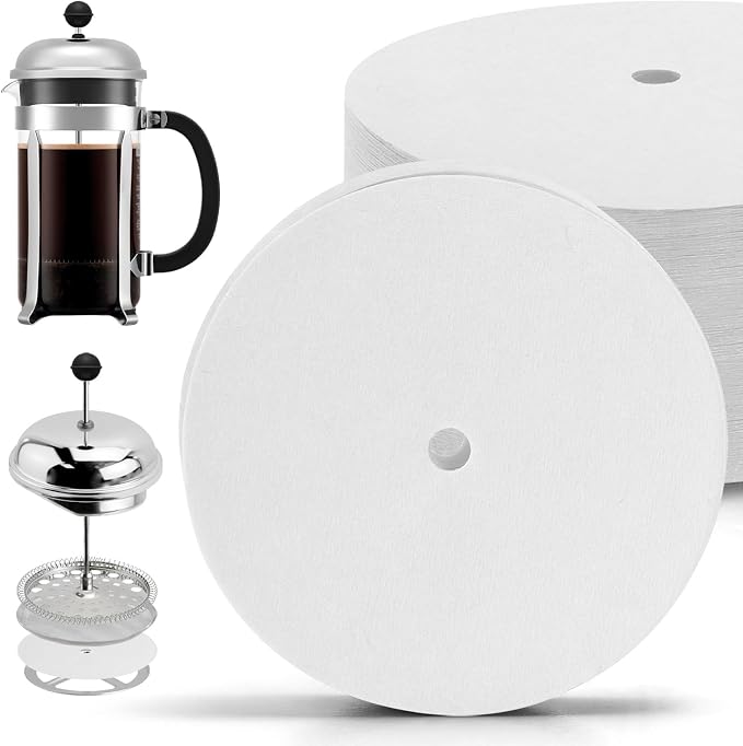 150 Pcs Disposable Coffee Filters for Bodum French Press 34 Oz | White Percolator Filters for Bodum 34oz Brazil French Press, Tear-resistant When Wet, Prevent Coffee Grounds Leakage