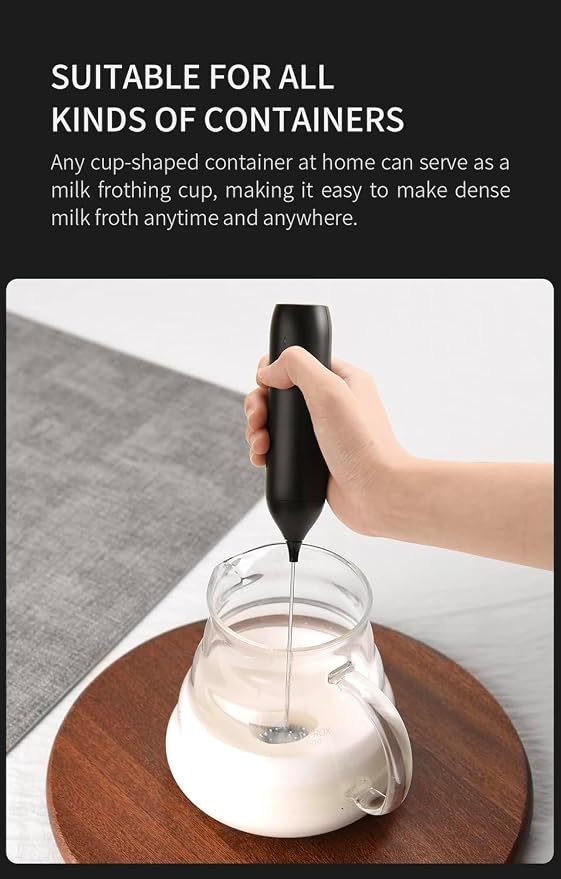 AeroFroth Rechargable Milk Frother Handheld, Premium Coil Whisk Head Electric Coffee Frother, Portable Hand Frother Wand Drink Mixer for Matcha Lattes Cappuccino, Kitchen Gifts, USB-C, Black