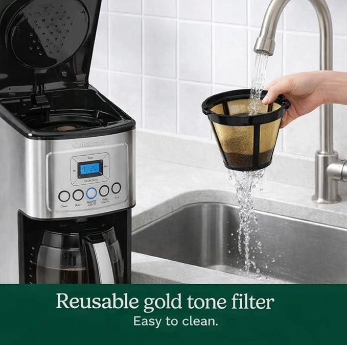 Cuisinart Coffee Maker, Programmable, Stainless Steel, 14-Cup Glass Carafe | PerfecTemp coffee machine with 1-4 cup settings, strength control, auto-off & a reusable gold tone filter, DCC-3200