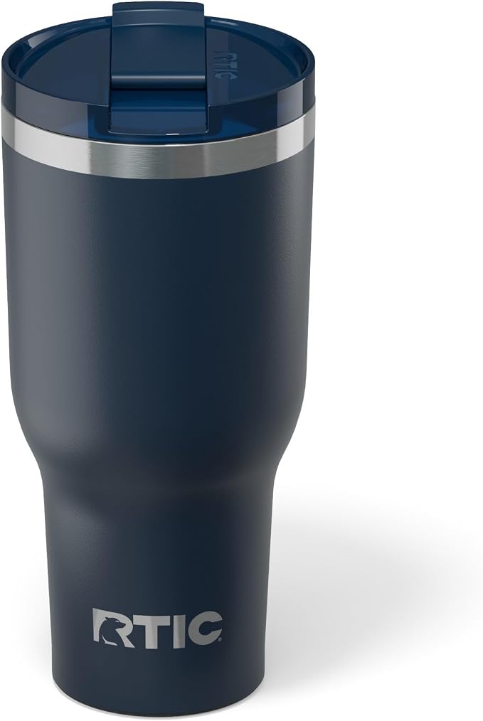 RTIC 40oz Essential Tumbler with Lid, Ceramic Lined, Navy | Insulated, Stainless Steel Metal, Portable Travel Cup for Hot and Cold Drinks, Coffee, Car, Camping and Travel