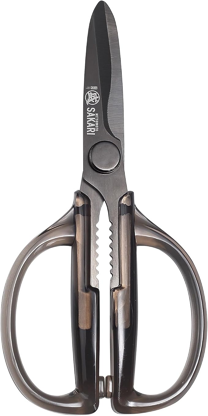 MITSUMOTO SAKARI Detachable Poultry Shears, Clear Acrylic Handle | Titanium-plated 1.4116 stainless steel blades, detachable design, clear acrylic handle for meat, fish, nuts and vegetables