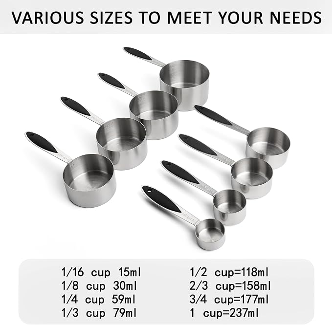 Measuring Cups and Spoons Set of 16 Magnetic Measuring Spoons Set | Stainless Steel Stackable Measuring Cups Magnetic Measuring Spoons with 1 Leveler for Dry and Liquid Ingredients