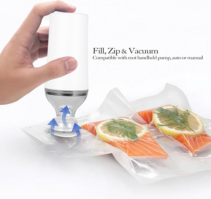 VICARKO 30 PCS Vacuum Zipper Bags Vacuum Sealer Bags 4.3L, 13.5 x 10.5" | Reusable Bags, Double Layers, BPA Free, Meal Prep and Sous Vide Cooking, Microwave Heating, 20 Blue Classic+10 White Upgraded