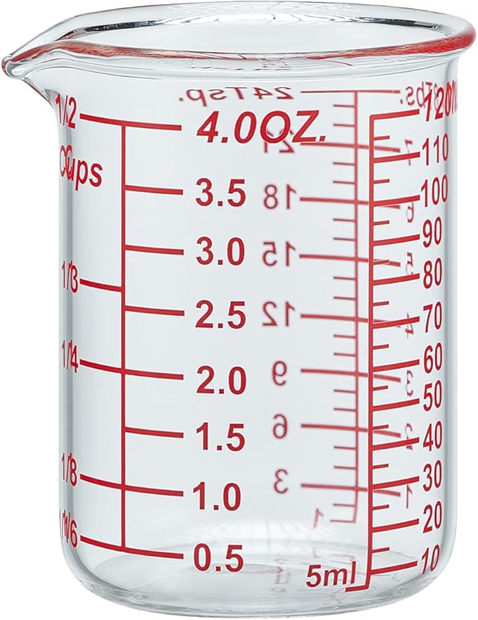 120 ML/4OZ High Borosilicate Glass Measuring Cup-V-Shaped Spout,Glass Measuring Beaker for Kitchen or Restaurant, Easy to Read(SINGLE)