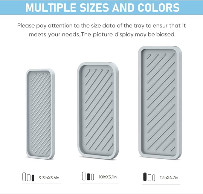 Kitchen Sink Organizer Tray,Sponge Holder for Kitchen Sink Bathroom（Grey） | Counter Tray Sponge Caddy Silicone Soap Holder for Soap Dispenser, Bottle, Dishwashing Accessories(2-Pack)